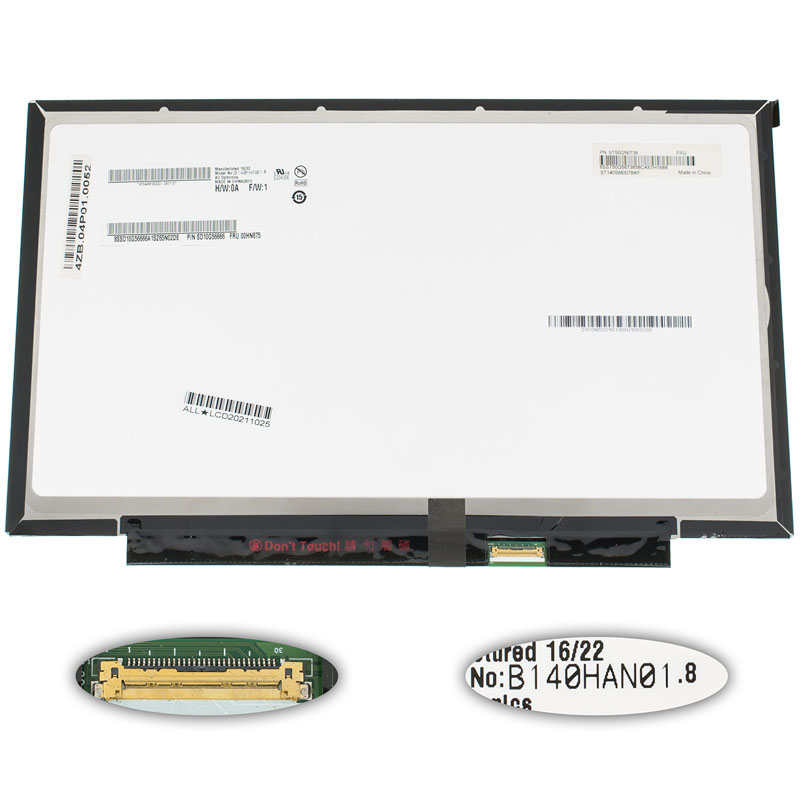 Матриця 14.0 B140HAN01.8 (1920*1080, 30pin(eDP, IPS), LED, SLIM (без планок та вушок), матова, роз`єм праворуч знизу) для ноутбука