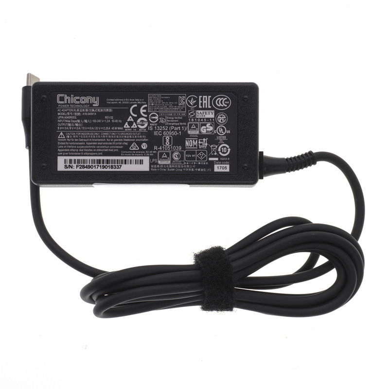 Оригінальний блок живлення для ноутбука ACER TYPE-C 45W, black, RECTANGULAR