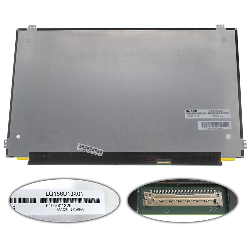 Матрица 15.6" LQ156D1JX01 (3840*2160, 40pin(eDP, IPS, 330cd/m2, 100% RGB), LED, SLIM(горизонтальные и вертикальные ушки), матовая, разъем справа внизу) для ноутбука