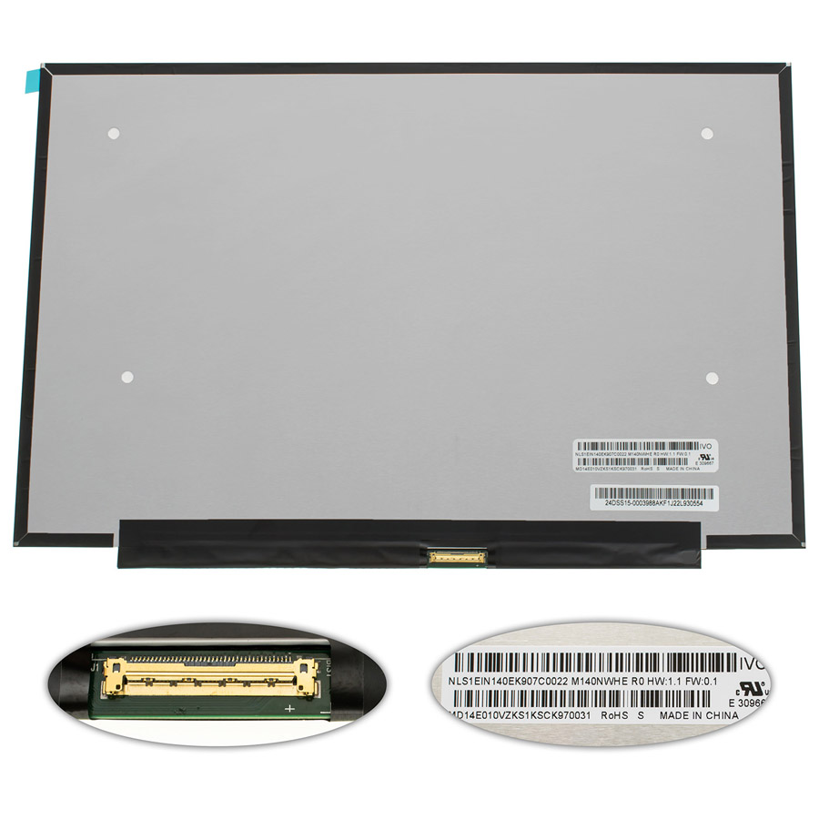 Матриця 14.0 M140NWHE R0 (2240*1400, 40pin(eDP, IPS), LED, SLIM (без планок та вушок), матова, роз`єм праворуч знизу) для ноутбука