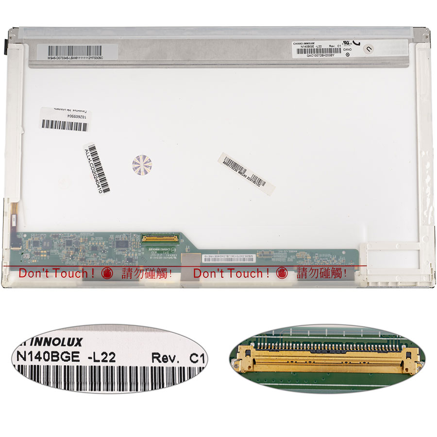 Матриця 14.0 N140BGE-L22 (1366*768, 40pin, LED, NORMAL, глянцева, роз`єм ліворуч знизу) для ноутбука (renew)