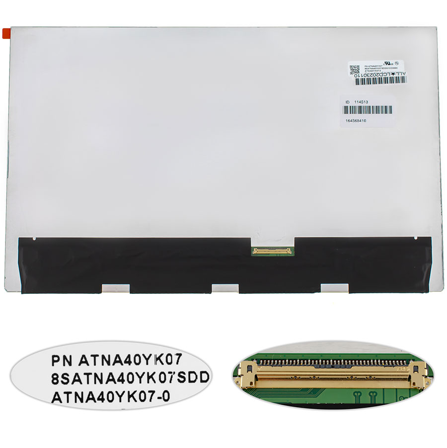 Матриця 14.0" ATNA40YK07-0 (2880*1800, 40pin(eDP, 400cd/m2), OLED, SLIM(без планок та вушок), глянсова, роз`єм справа внизу) для ноутбука