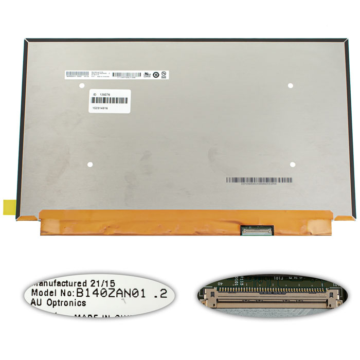 Матриця 14.0" B140ZAN01.2 (3840*2160, 40pin(eDP, IPS), LED, SLIM(без планок та вушок), матова, роз`єм справа внизу) для ноутбука