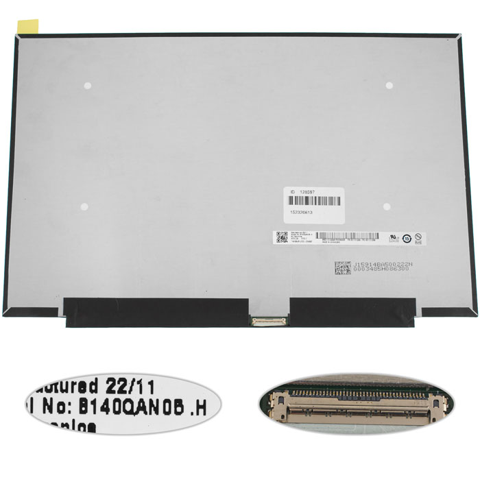 Матриця 14.0" B140QAN05.H (2240*1400, 40pin(eDP, IPS), LED, SLIM (без планок та вушок), матова, роз`єм праворуч внизу) для ноутбука