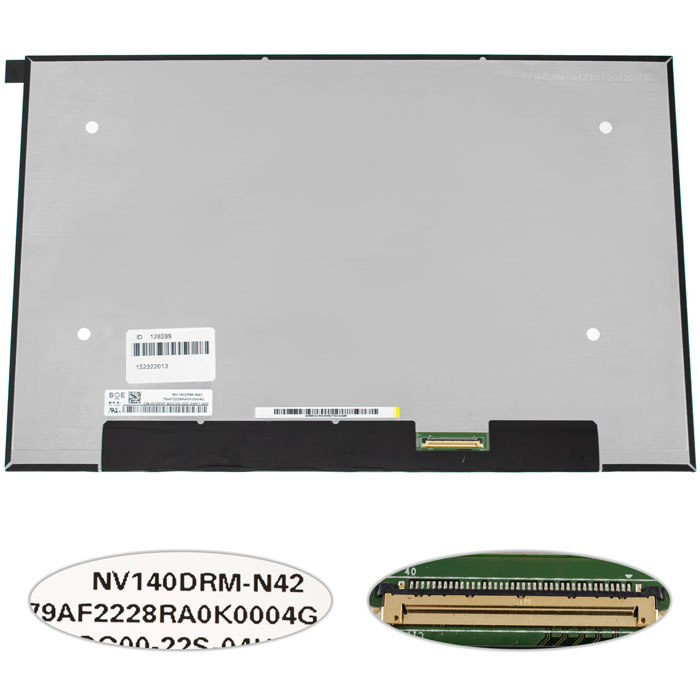 Матриця 14.0" NV140DRM-N42 (2240*1400, 40pin(eDP, IPS), LED, SLIM (без дод. панелі), матова, роз`єм праворуч внизу) для ноутбука