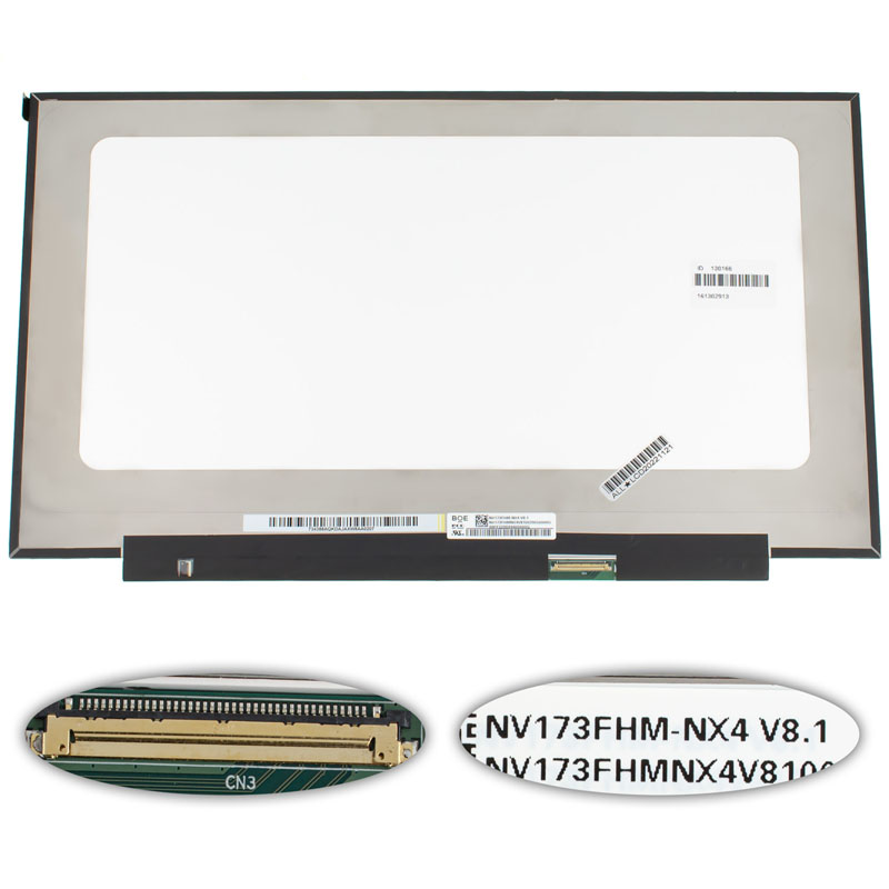 Матриця 17.3 NV173FHM-NX4 (1920*1080, 40pin(eDP, IPS, 144HZ, 250cd/m2, 100% sRGB), LED, SLIM(без планок та вушок), матова, роз`єм праворуч внизу) для ноутбука
