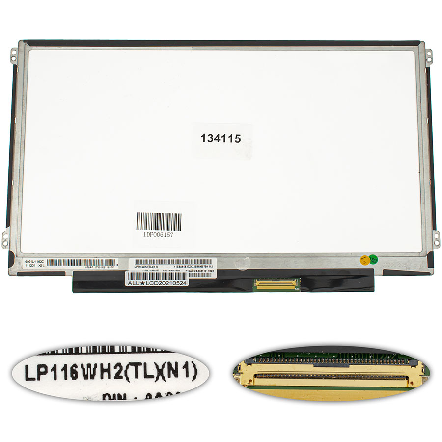 УЦЕНКА! Матрица 11.6" LP116WH2-TLN1 (1366*768, 40pin, LED, SLIM (горизонтальные ушки), матовая, разъем справа внизу, H=159mm) для ноутбука