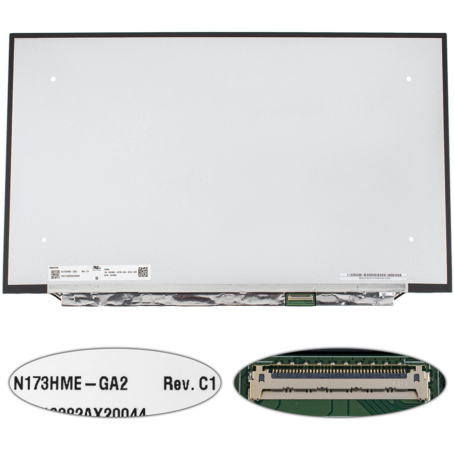 Матрица 17.3  N173HME-GA2 (1920*1080, 40pin(eDP, IPS, 480HZ, 300cd/m2, 100% sRGB), LED, SLIM(без планок и ушек), матовая, разъем справа внизу) для ноутбука 
