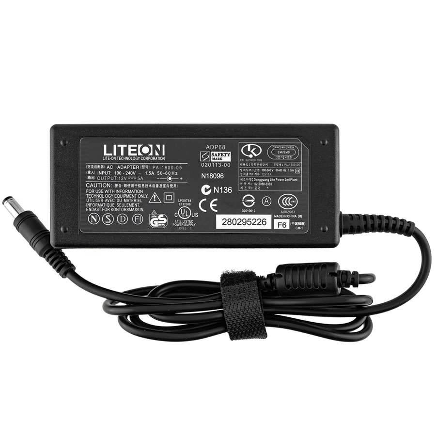 БЖ для монитора 12V, 5A, 60W, 5.5*2.5, прямий раз`єм, black (без кабеля!)