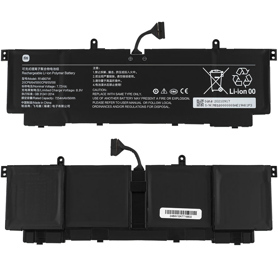 Оригінальна батарея для ноутбука Xiaomi R14B07W (Xiaomi Book Pro 14 2022) 7.72V 7254mAh 56Wh Black