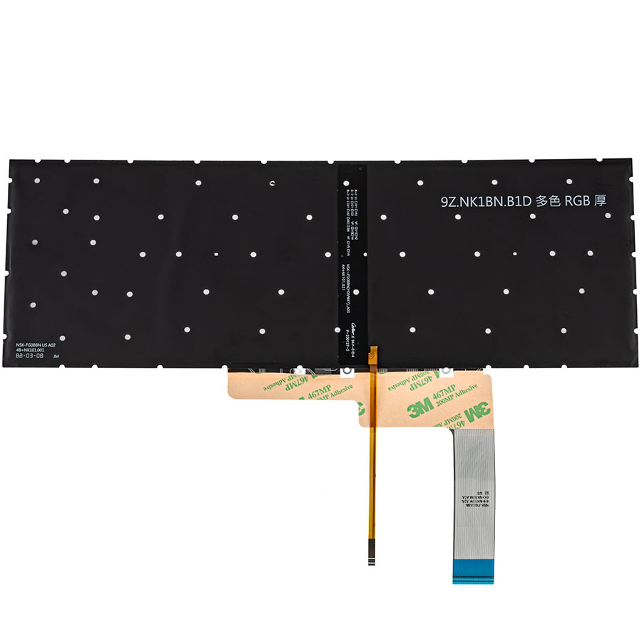 Клавіатура для ноутбука MSI (GF66, GF76) rus, black, без кадру, підсвічування клавіш (RGB) (ОРИГІНАЛ)