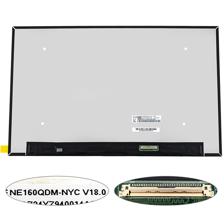 Матриця 16.0 NE160QDM-NYС (2560*1600, 40pin(eDP, IPS, 165Hz), LED, SLIM(без дод. панелі), матова, роз`єм праворуч знизу) для ноутбука