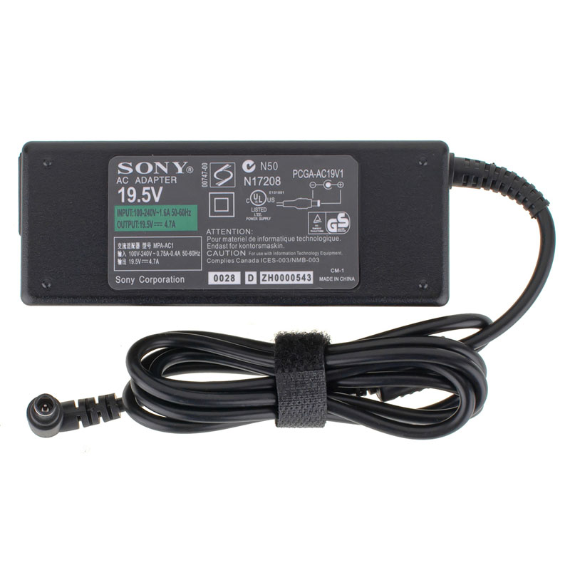 Блок живлення для ноутбука SONY 19.5V, 4.7A, 90W, 6.5*4.4-PIN, 3hole, L-подібний роз`єм, black (без кабеля)