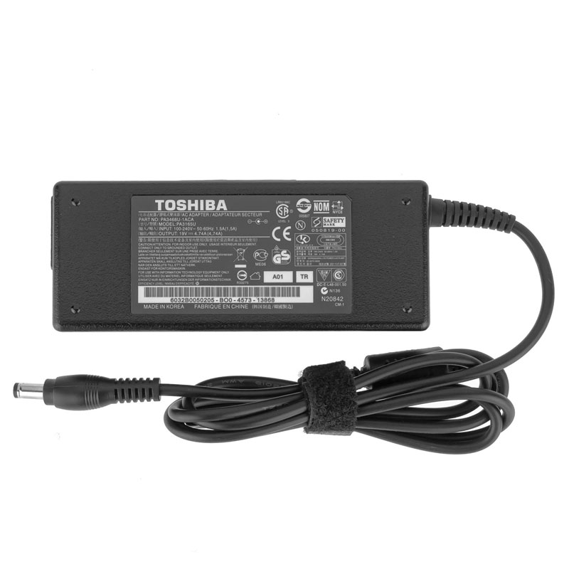Блок живлення для ноутбука TOSHIBA 19V, 4.74A, 90W, 5.5*2.5мм, прямий роз`єм, black, RECTANGULAR