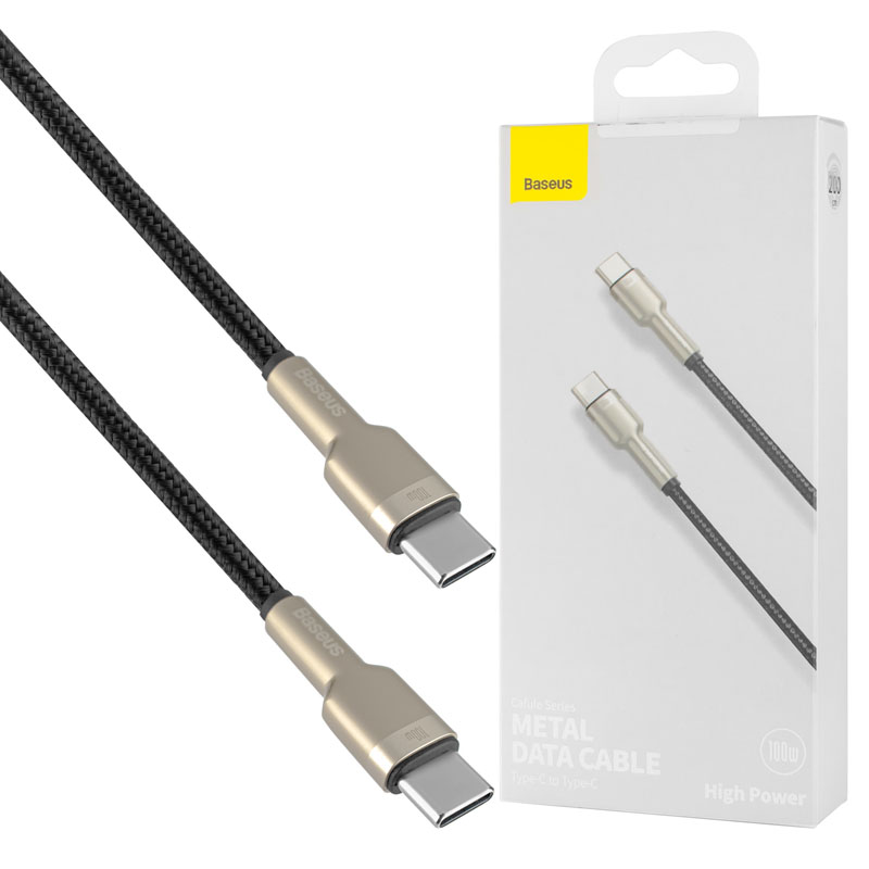 Кабель Baseus Cafule Series Metal Data Cable Type-C to Type-C 100W 2m Black (CATJK-D01)