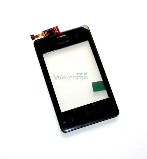 Touch Screen Nokia 502 Asha Dual Sim, black with frame high copy