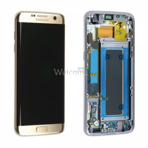 Дисплей Samsung SM-G935F Galaxy S7 Edge в зборі з сенсором та рамкою gold service orig