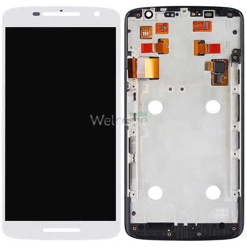 Дисплей Motorola XT1562,XT1563,XT1565 Moto X Play в сборе с сенсором и рамкой white 