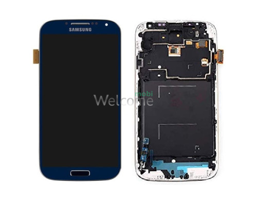 Дисплей Samsung i9500 Galaxy S4/i337/i9505 в зборі з сенсором та рамкою blue