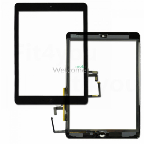 Сенсор iPad Air (iPad 5) зі шлейфом та кнопкою меню (home) black (оригінал)