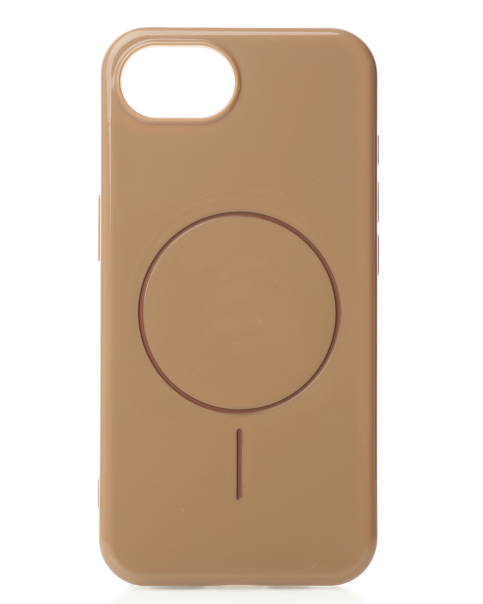 Силиконовый чехол Slim Ring Glamour с поддержкой MagSafe для iPhone 16E desert titanium