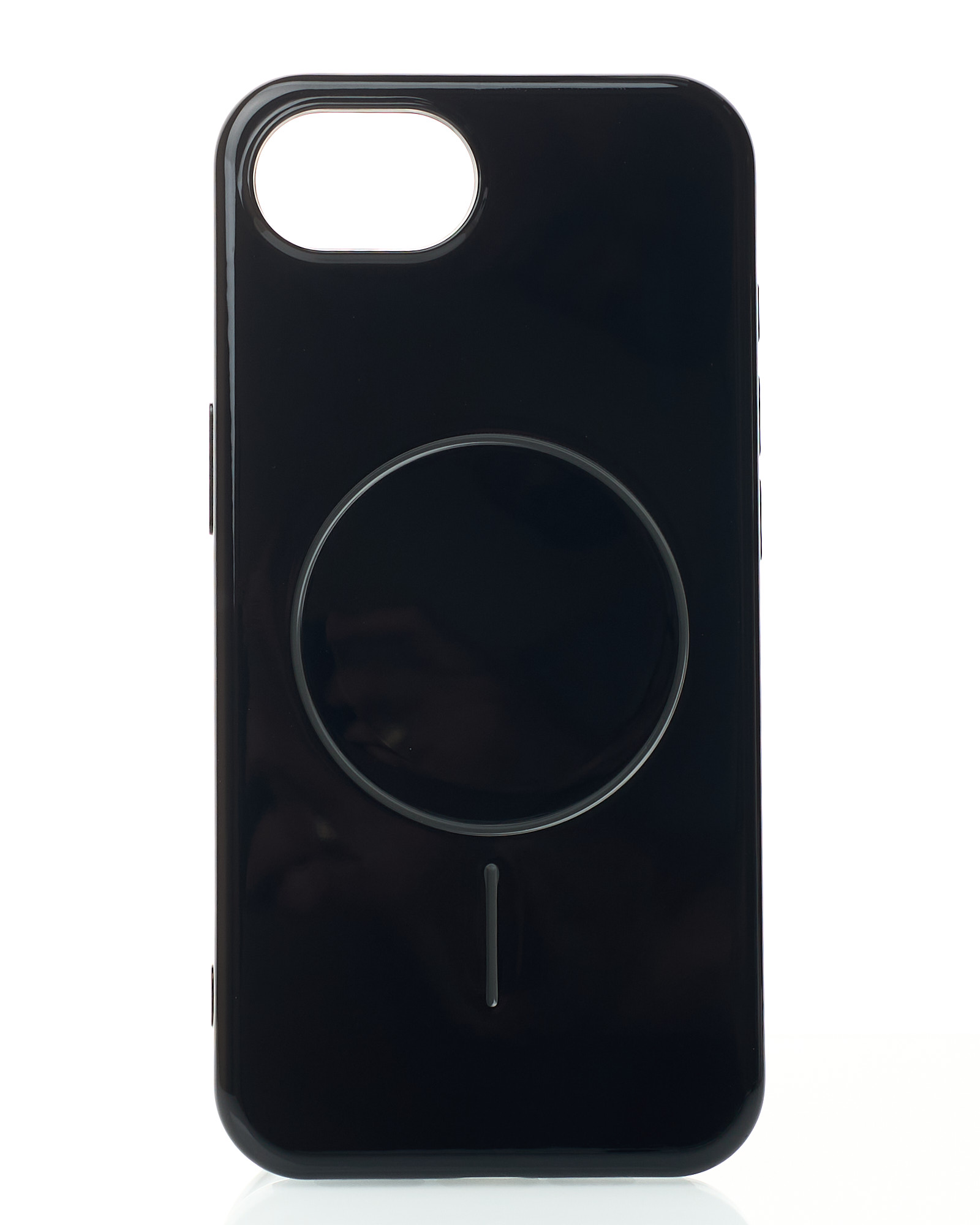 Силиконовый чехол Slim Ring Glamour с поддержкой MagSafe для iPhone 16E black