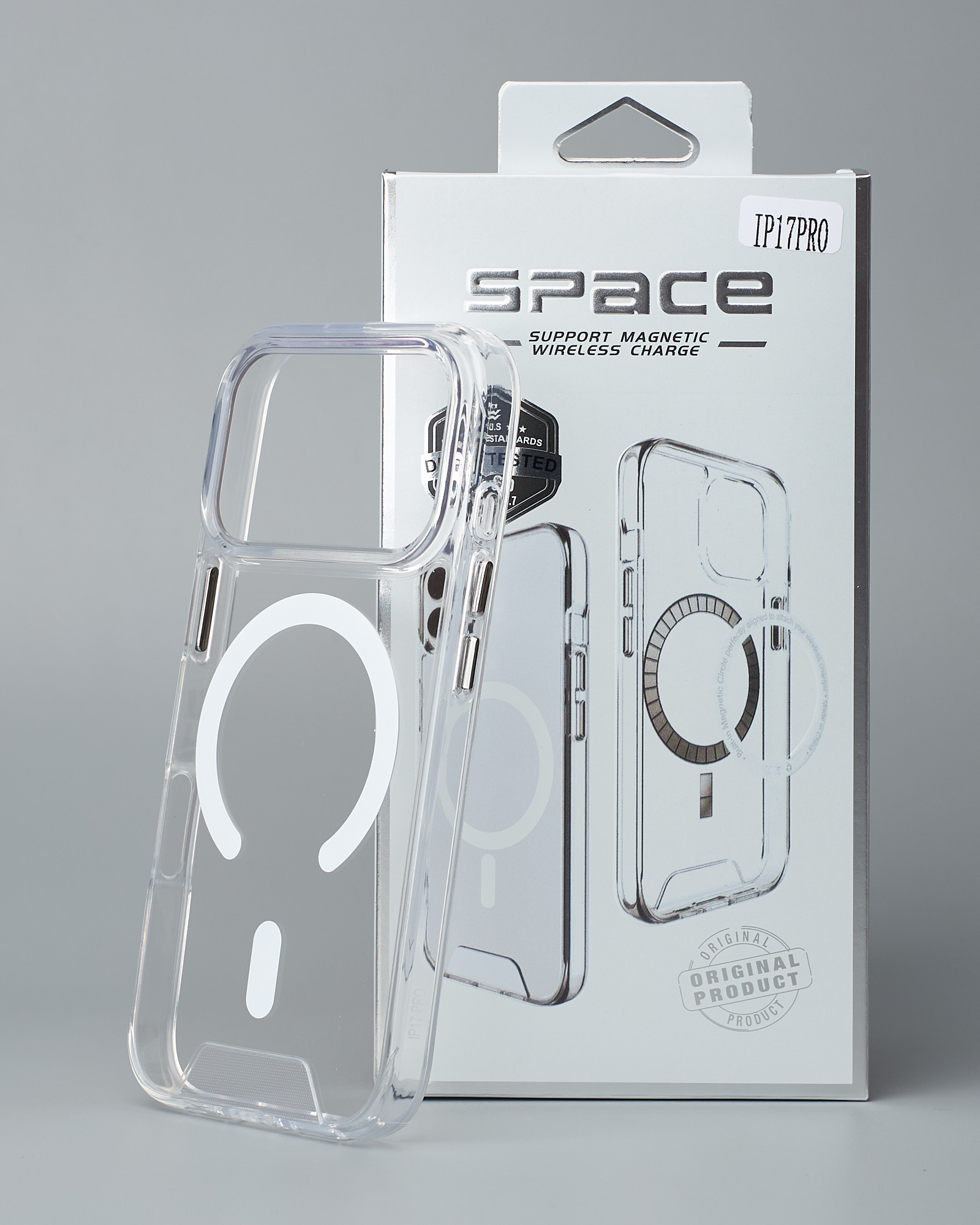 Силіконовий чохол SPACE CASE з підтримкою MagSafe для телефону iPhone 17 Pro Прозорий