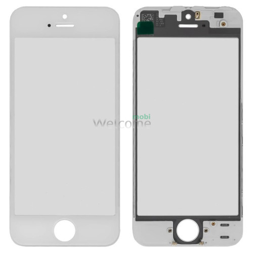 Стекло корпуса iPhone 5 с OCA-пленкой и рамкой white