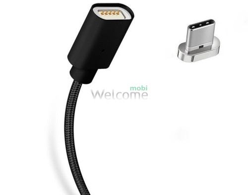 USB кабель магнитный Clip-On microUSB 2.4A, 1м, black